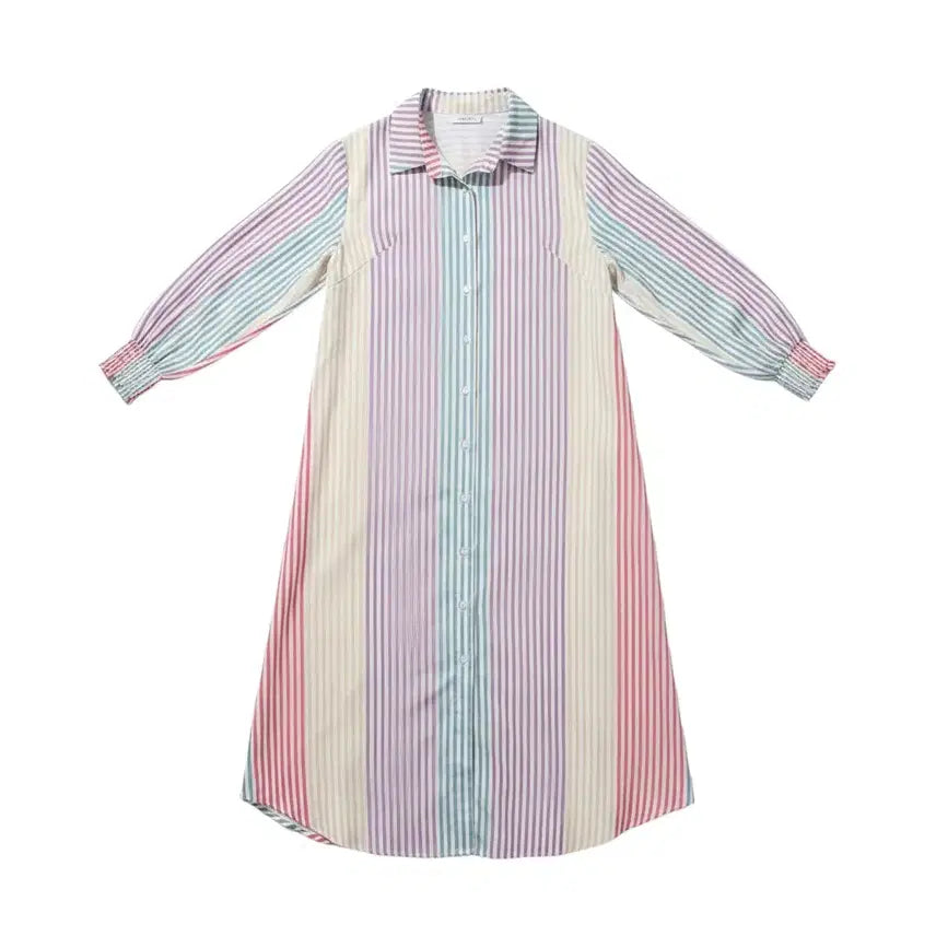[BUNJANG] Striped Shirt Dress XXL / 여성XXL/ 알로달록 스트라이프 셔츠원피스 5-11