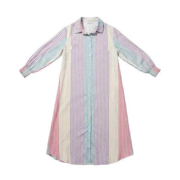 [BUNJANG] Striped Shirt Dress XXL / 여성XXL/ 알로달록 스트라이프 셔츠원피스 5-11