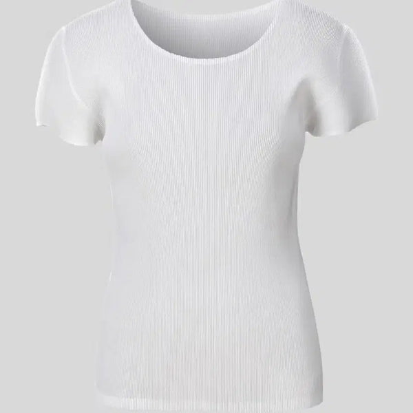 [BUNJANG] Pleats Please Mist Round White Top / 플리츠플리즈 미스트 라운드 화이트