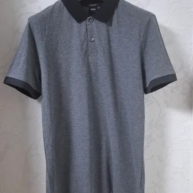 [BUNJANG] Hugo Boss Melange Grey/Black Colorblock Pique Cotton Polo T-Shirt / (새상품 정품) 휴고보스 반팔티셔츠 100