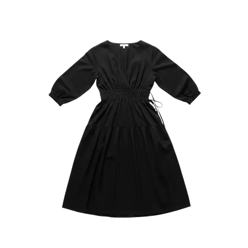 [BUNJANG] Black Ribbon Square Neck Dress / 여성F/ 블랙 리본 스퀘어넥 원피스 5-21