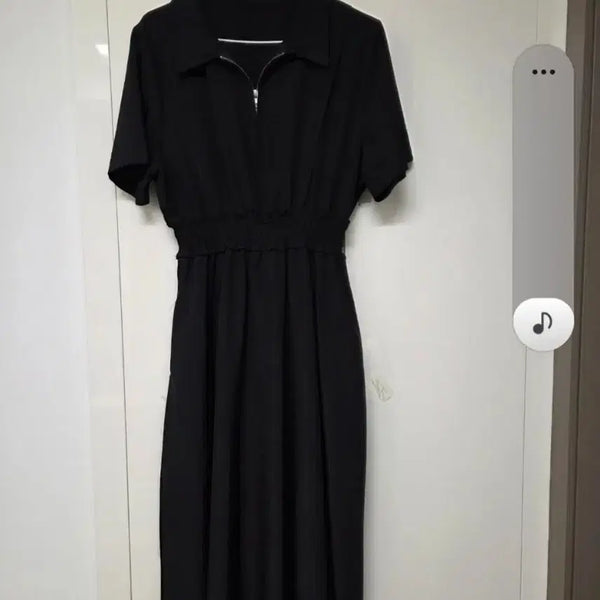 [BUNJANG] Zip-up Short Sleeve Shirt Long Dress / 집업 반팔 셔츠 롱원피스