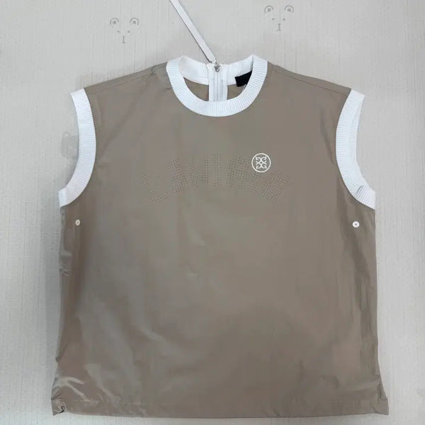[BUNJANG] Women's Sleeveless Golf Top - Beige / 여성 골프 민소매 베이지 M, L