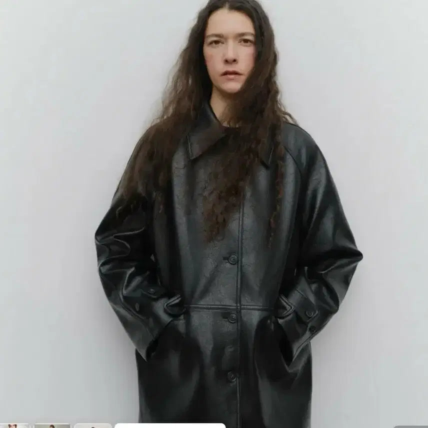 [BUNJANG] Archaic Faux Leather Half Coat New / 아르카익 faux leather half coat 새상품