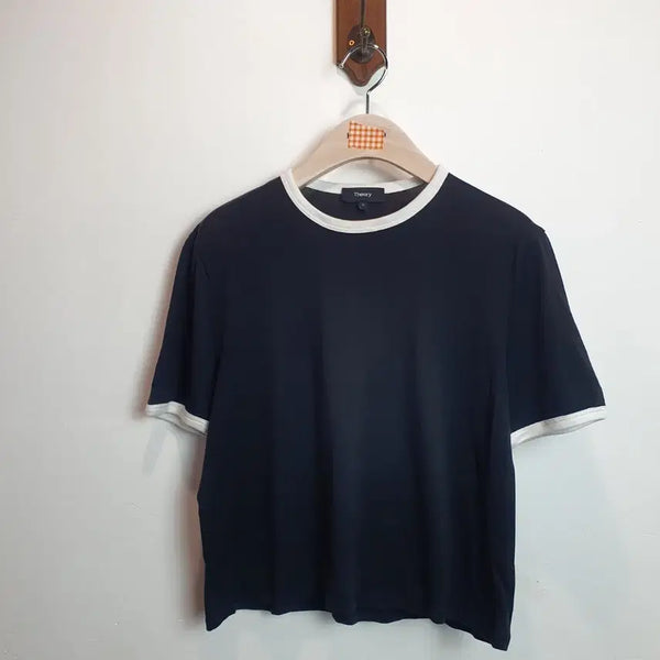 [BUNJANG] Theory Black Cropped Ringer T-Shirt / theory 블랙 크롭 링거티