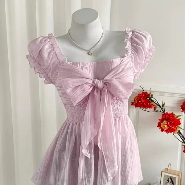 [BUNJANG] New Balletcore Sheer Ribbon Blouse / 택없는 새상품 발레코어 리본 시스루 블라우스