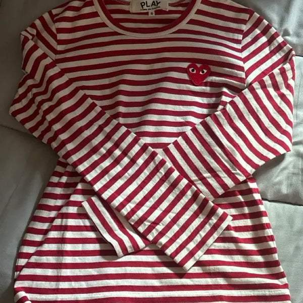 [BUNJANG] Comme des Garçons Stripe Long Sleeve Red / 급처 ) 꼼데가르송 롱슬리브