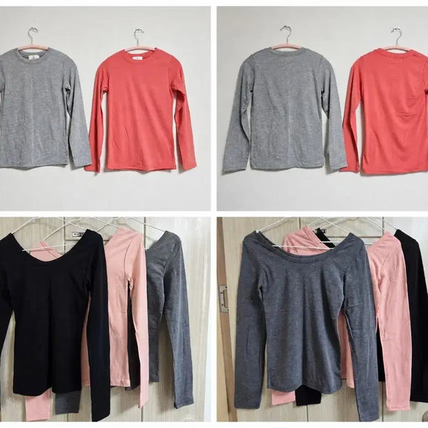 [BUNJANG] Women's Basic Long Sleeve T-Shirt 5-Piece Set / 여성 기본티 5장 세트