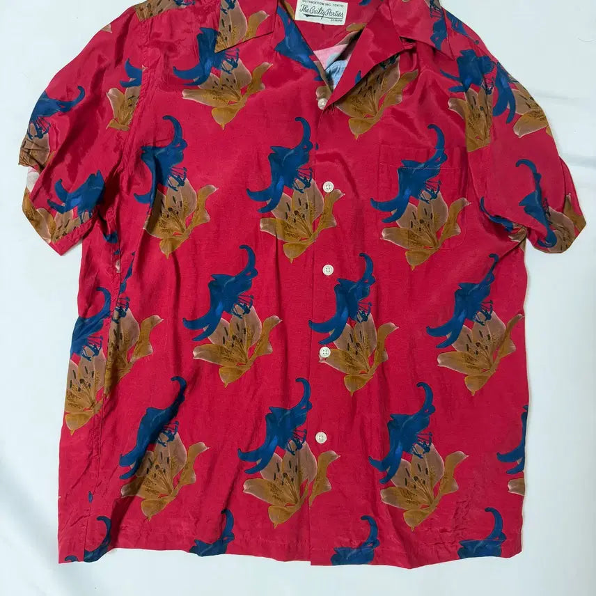 [BUNJANG] Wacko Maria Lily Pattern Hawaiian Shirt Red / 와코 마리아(Wacho Maria) 알로하 하와이안 셔츠