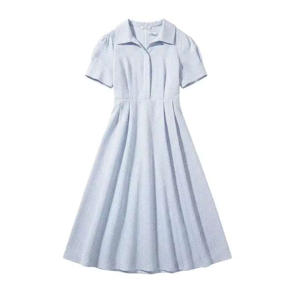 [BUNJANG] MiSSO Checked Pattern Pleated Long Dress / 여성S/ 미쏘 체크패턴 주름 롱 원피스 5-25