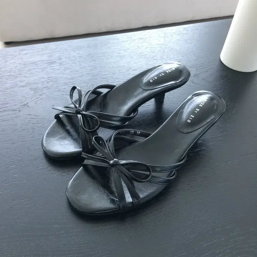 [BUNJANG] Ribbon Mules Sandals Slippers - Black 235 / <새상품> 리본 뮬 샌들 슬리퍼