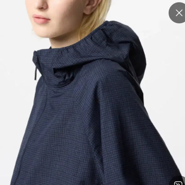 [BUNJANG] Uniqlo Pocketable UV Protection Parka Check Pattern Navy / 유니클로 포켓터블UV PROTECTION파카 체크패턴 네이비