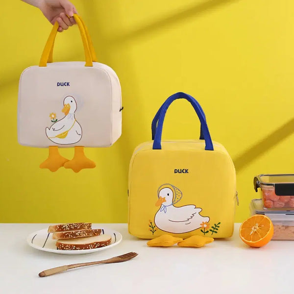 [BUNJANG] Duck Design Insulated Lunch Bag Set (4 Pieces) / 오리 도시락가방 보온 보냉백 4개세트 (무료배송)