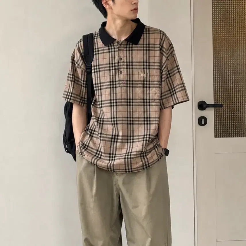 [BUNJANG] Burberry Check Short Sleeve Polo Shirt / 최상퀄)버버리 체크 반팔 카라티