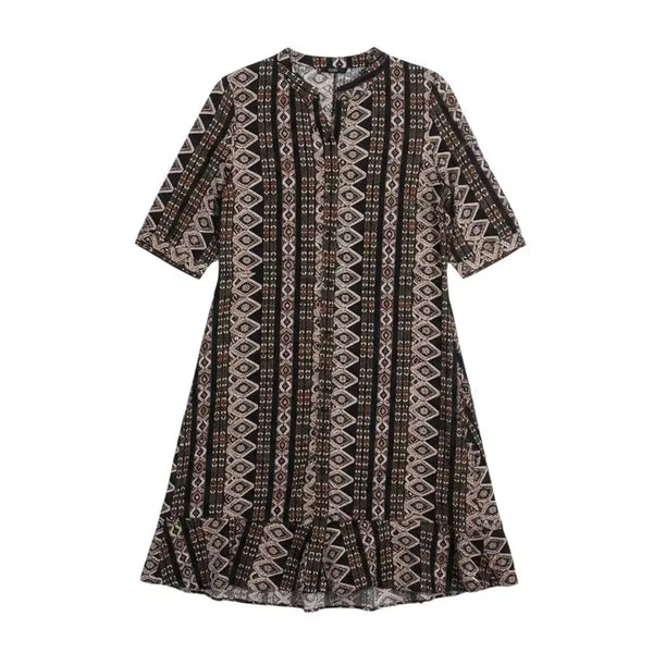 [BUNJANG] Women's Ethnic Pattern Shirt Dress / 여성F/ abfz 에스닉패턴 셔츠 원피스 5-28
