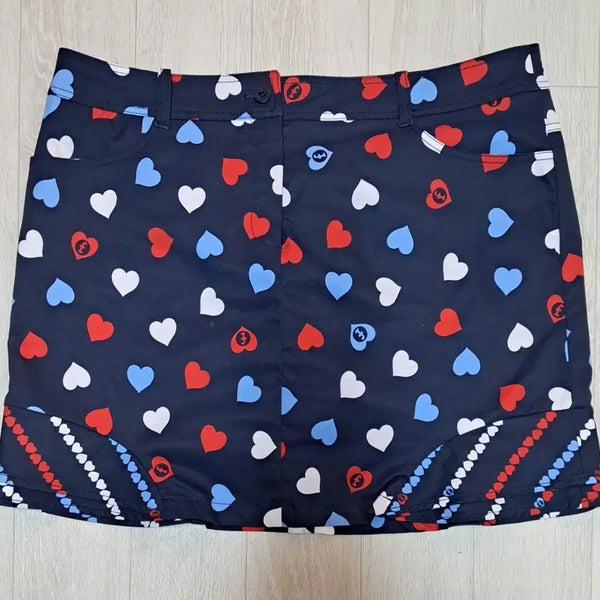 [BUNJANG] Phantom Heart Pattern Golf Skirt / 팬텀 하트 패턴 골프 스커트