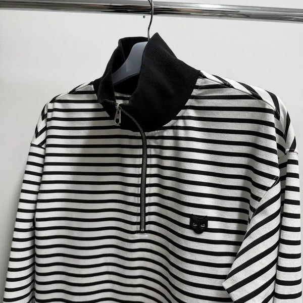 [BUNJANG] JIZO SGN Stripe Zip-up Hoodie M / 지제로 송지오 스트라이프 단가라 집업 M