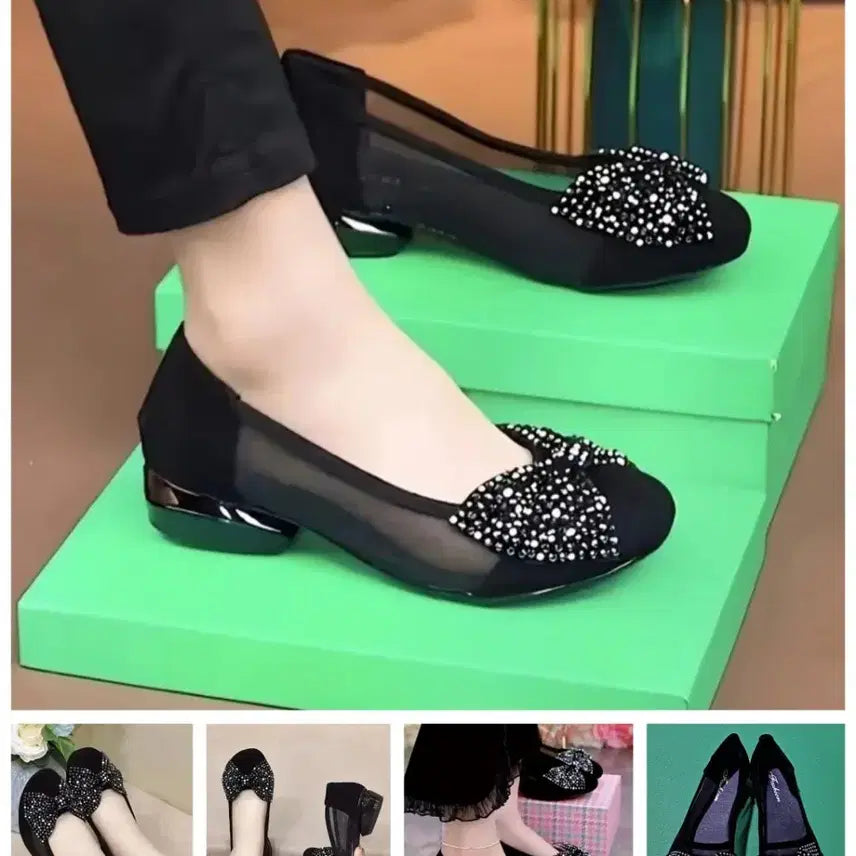 [BUNJANG] Mesh Embroidery Slip-On Shoes / 메쉬 자수 예쁜 슬립온 슈즈