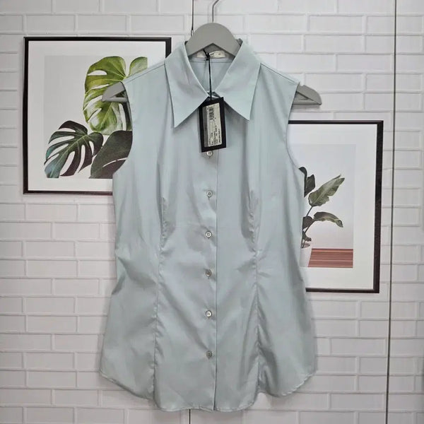 [BUNJANG] Prada Sleeveless Button-Down Shirt Mint Size 42 / [미착용] Prada 프라다 슬리브리스 버튼 다운 셔츠 민트 42사이즈