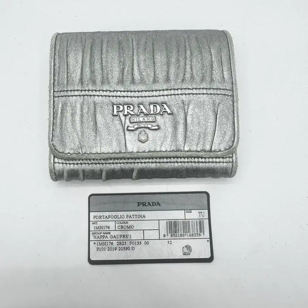 [BUNJANG] Prada Nappa Gauffre Card Holder Silver / 정품 프라다 나파 고프레 카드지갑 실버