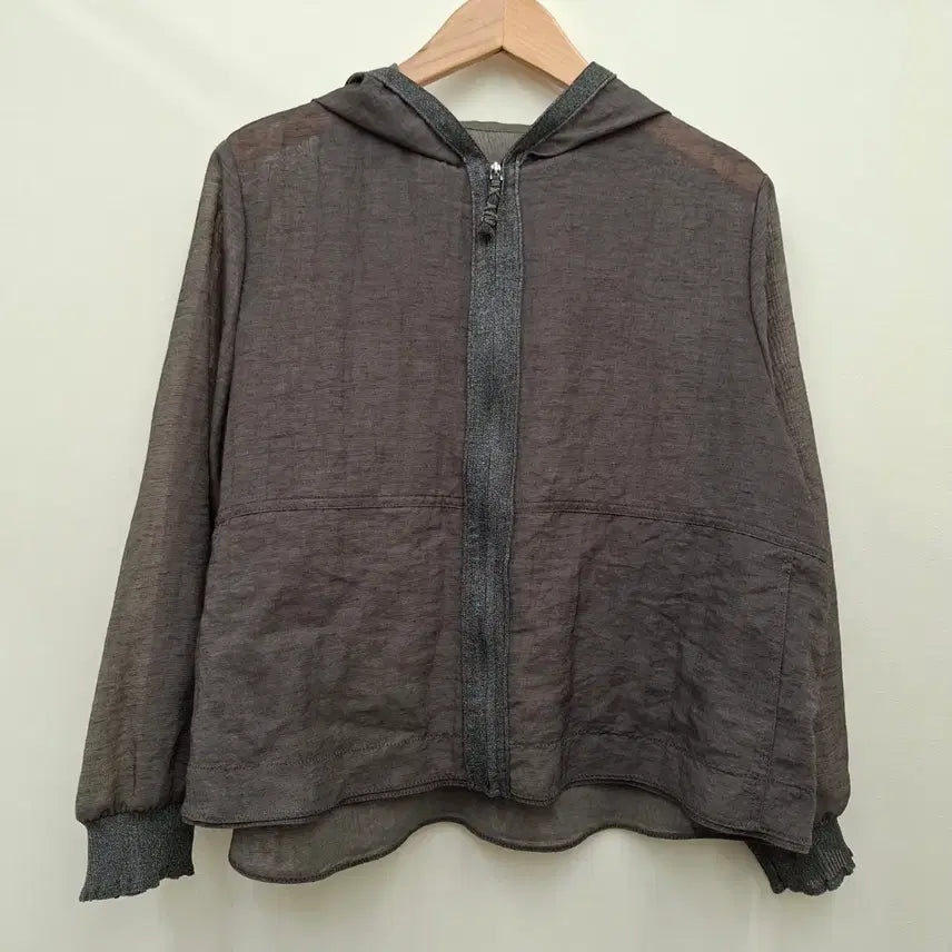[BUNJANG] DECO Sheer Linen See-Through Hooded Jumper / 데코 시어 린넨 시스루 후드 점퍼