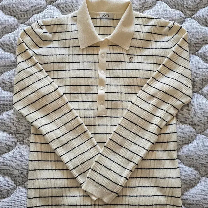 [BUNJANG] NOICE Stripe Long Sleeve Polo Knit / [L] 노이스 스트라이프 롱슬리브 폴로 니트 카라티