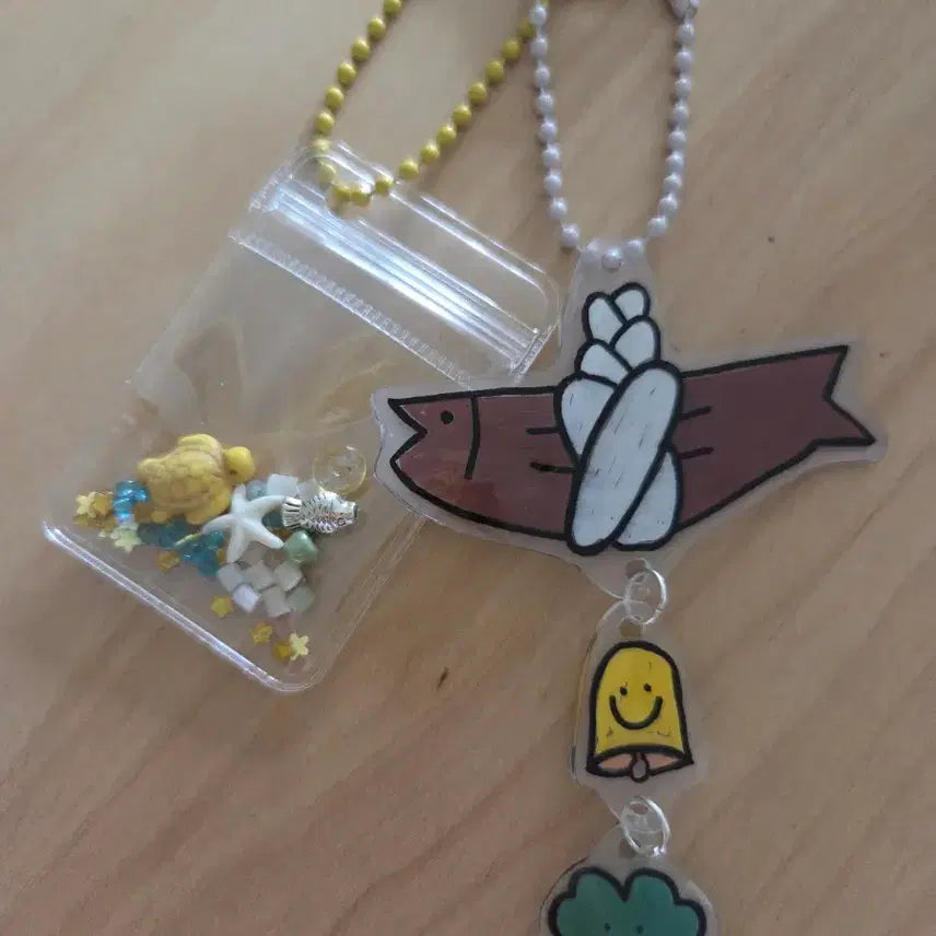 [BUNJANG] Handmade Charm Keychain Set with Turtle Mini Pouch / 액막이 키링+거북이미니파우치 키링