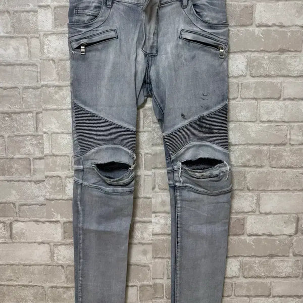 [BUNJANG] Balmain 2010s Distressed Washed Biker Jeans / 발망 2010s 디스트로이드 워싱 바이커진