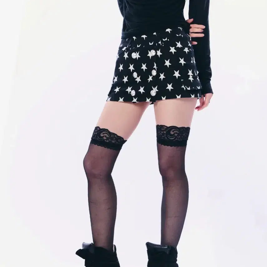 [BUNJANG] SET UP EX STAR DOUBLE BUTTON SKIRT PANTS / 셋업이엑스이 STAR DOUBLE BUTTON SKIRT PANTS