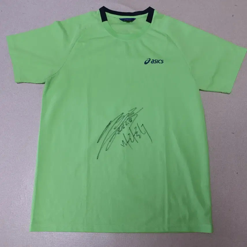 [BUNJANG] Asics Lee Bong-ju Signed Marathon Short Sleeve T-Shirt / 아식스/반팔티 이봉주 사인/마라톤복/반팔라운드티/7246
