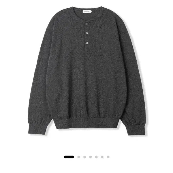 [BUNJANG] Steadyeverywhere Cotton Henley Neck Knit (Dark Grey Melange) / 스테디에브리웨어 코튼 헨리넥 니트 (다크 그레이 멜란지)