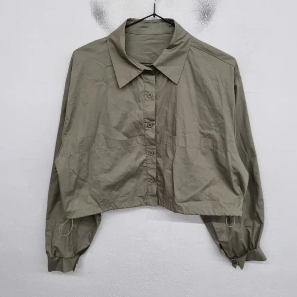 [BUNJANG] Women's Size 66 String Crop Shirt / [여성66 size] 스트링 크롭 셔츠