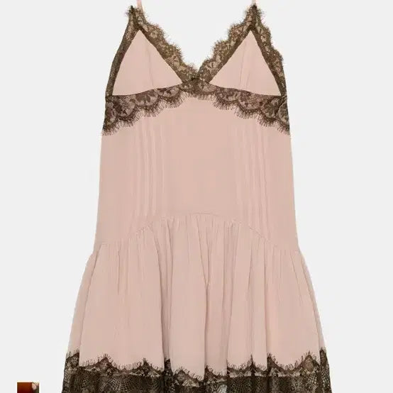 [BUNJANG] Zara Lace Combo Short Dress Pink / 자라 레이스 콤비 숏 원피스 핑크
