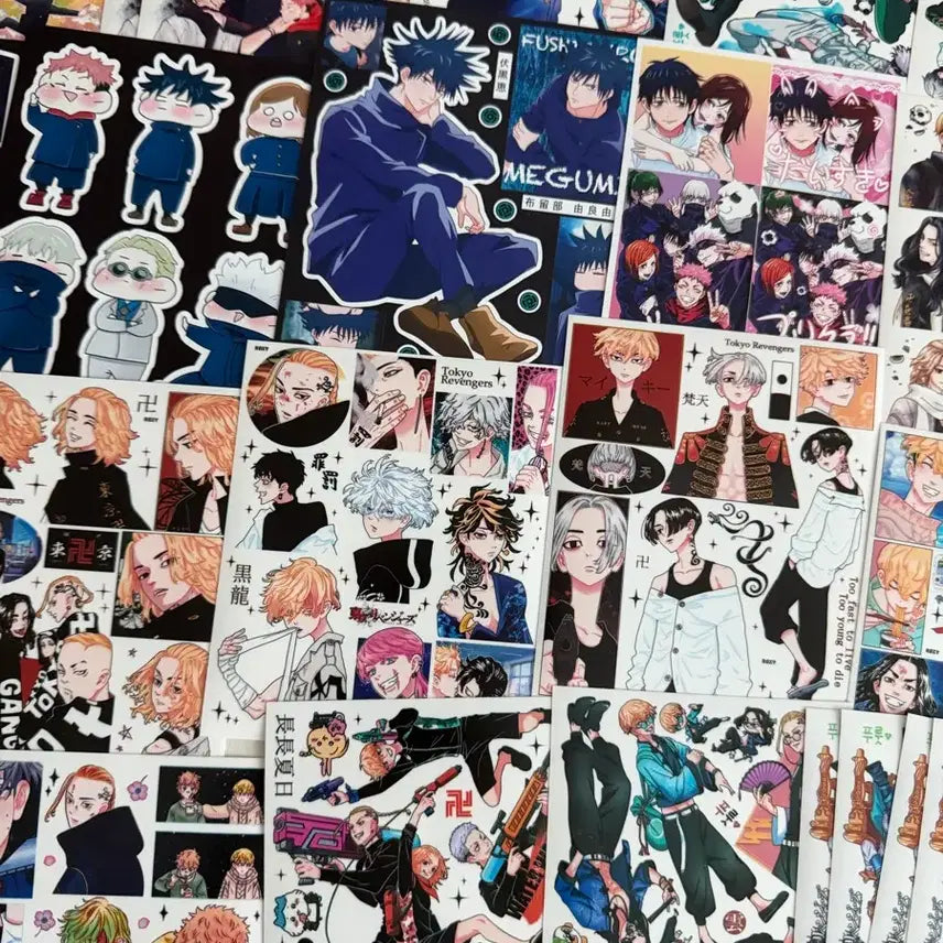 [BUNJANG] Tokyo Revengers, Jujutsu Kaisen, Wind Breaker, Death Note, Chainsaw Man Anime Stickers (45 pcs) / 도쿄리벤져스 주술회전 윈드브레이커 데스노트 체인소맨 애니인스 45장 판매
