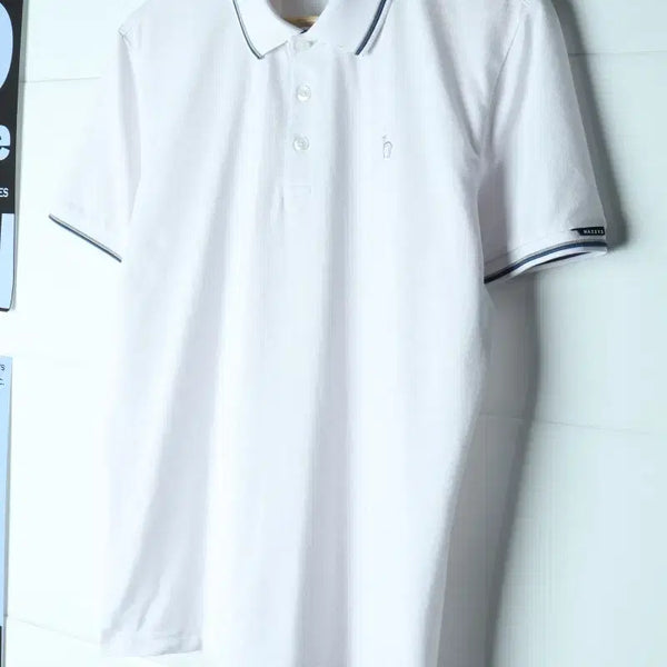 [BUNJANG] Hazzys Short Sleeve Collar T-shirt Golf Ringer White Poly-H35715 / (L) 헤지스 반팔 카라 티셔츠 골프 링거 화이트 폴리-H35715