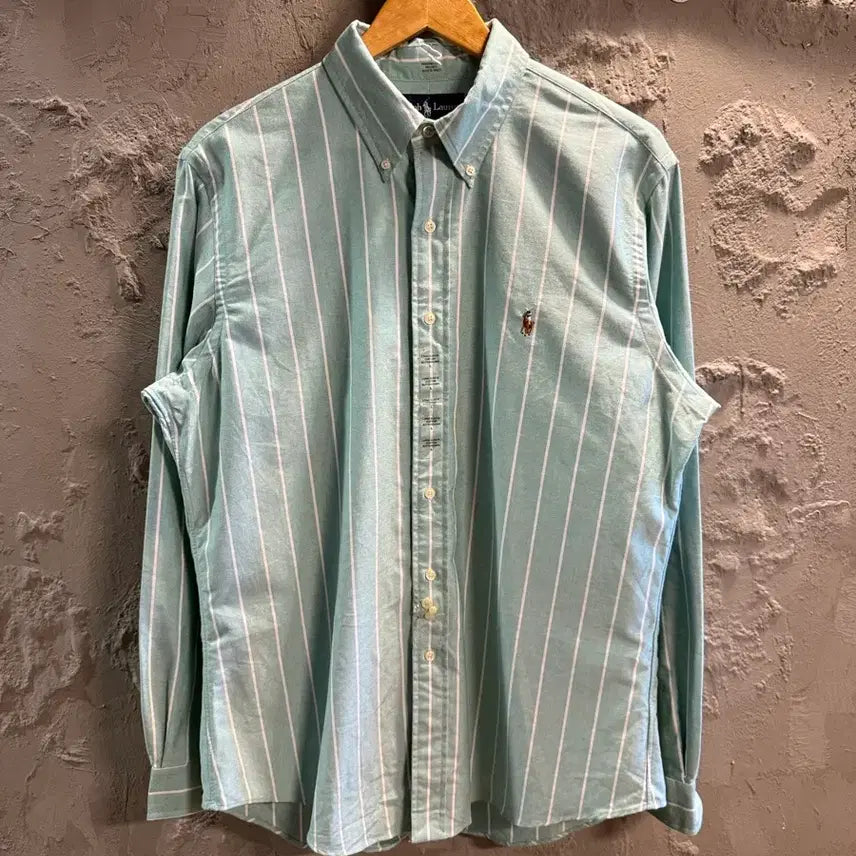 [BUNJANG] Polo Ralph Lauren Custom Fit Striped Oxford Shirt Mint L / L 미사용 폴로 랄프로렌 스트라이프 옥스퍼드 셔츠 민트