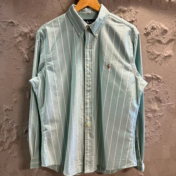 [BUNJANG] Polo Ralph Lauren Custom Fit Striped Oxford Shirt Mint L / L 미사용 폴로 랄프로렌 스트라이프 옥스퍼드 셔츠 민트