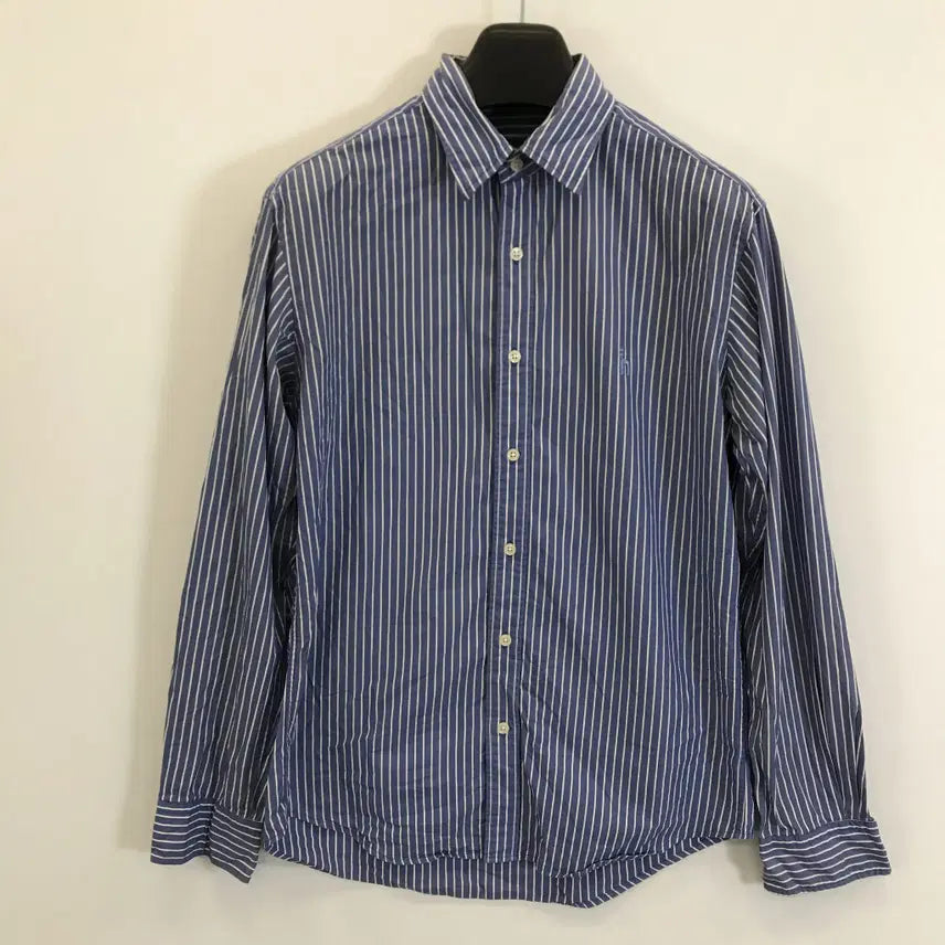 [BUNJANG] Hazzys Blue Striped Embroidered Shirt Men's 100 Cotton / 헤지스 블루 스트라이프셔츠 [남성100]