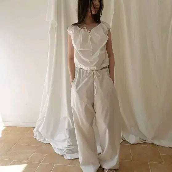 [BUNJANG] M.O.K White Linen Pants / M.O.K 모크 화이트 린넨 팬츠 새상품