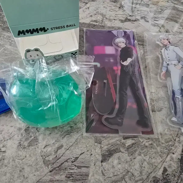 [BUNJANG] PLAVE Green Mmo Stress Ball + 2 Acrylics + 1 Keychain Bundle Set / 플레이브 초록 므모 스트레스볼+아크릴2개+키링1개