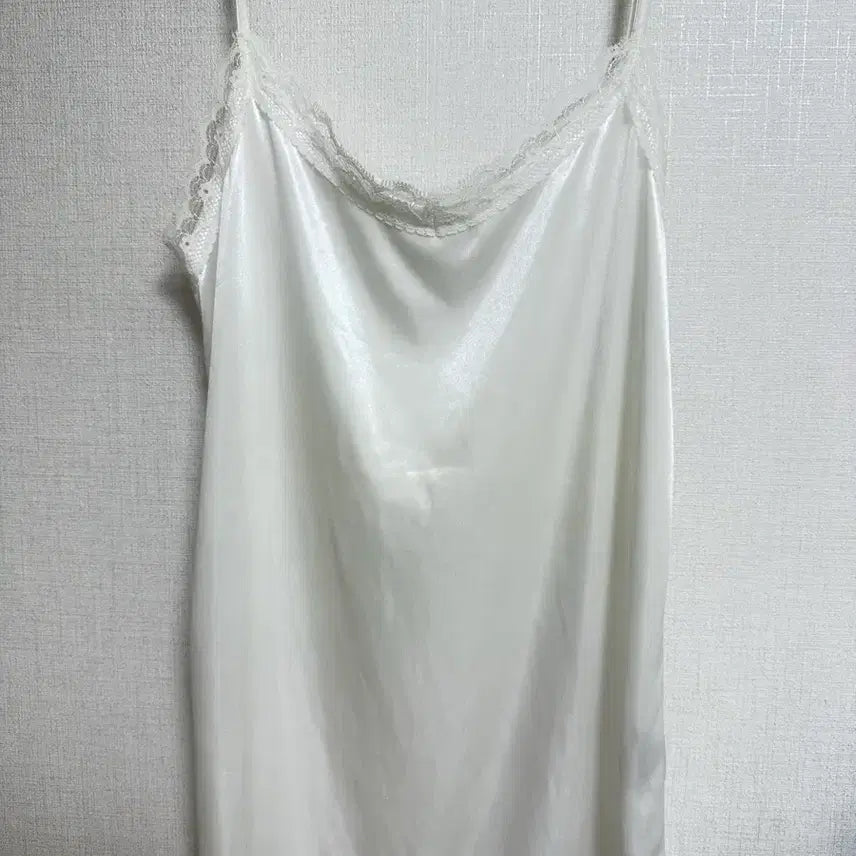 [BUNJANG] Satin Lace Camisole White / 슬립 나시 레이스 새틴 화이트