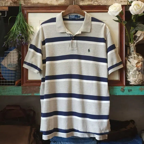 [BUNJANG] Polo Ralph Lauren 90s Big Stripe University Collar T-shirt L / 90s 폴로 반팔 카라티 빅 스트라이프 유니버시티 폴로 티셔츠 L