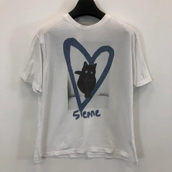 [BUNJANG] Sienne Love Cat Short Sleeve T-Shirt White Free Size / 시앤느 러브캣 반팔 FREE