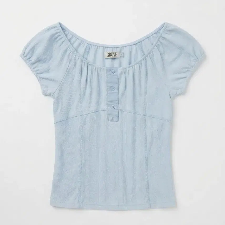 [BUNJANG] Grove Sky Blue Frill Short-Sleeve T-Shirt Free Size / 그로브 하늘색 프릴 반팔 티셔츠 F