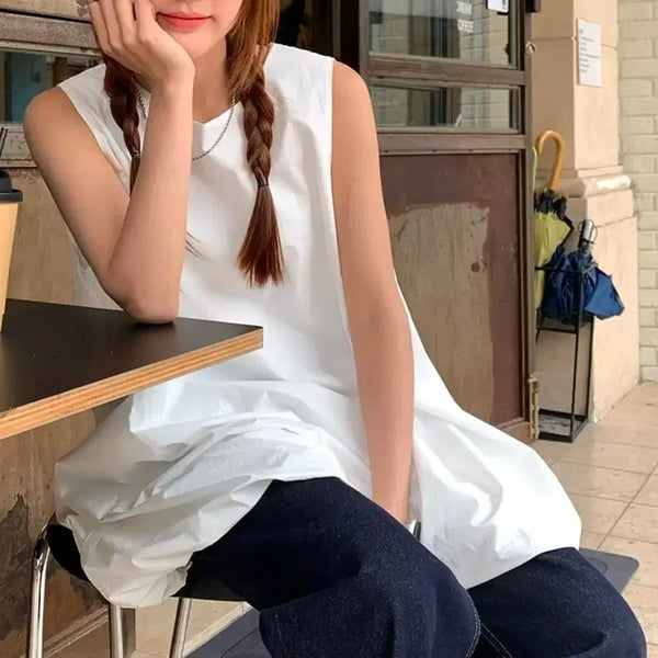 [BUNJANG] Sleeveless Balloon Mini Dress White / 새상품) 민소매 벌룬 미니 원피스 화이트
