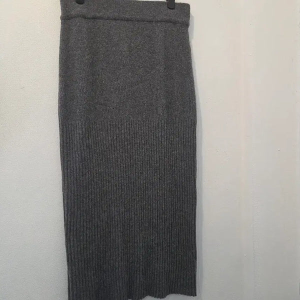 [BUNJANG] Knit Long Skirt - Grey / 니트 롱 스커트 그레이 가58