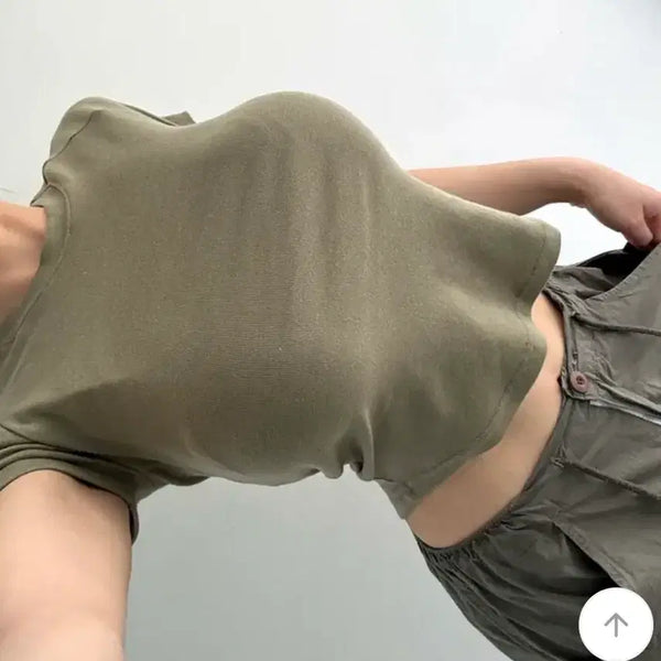 [BUNJANG] Khaki Short Sleeve T-Shirt / 카키색 반팔 티셔츠