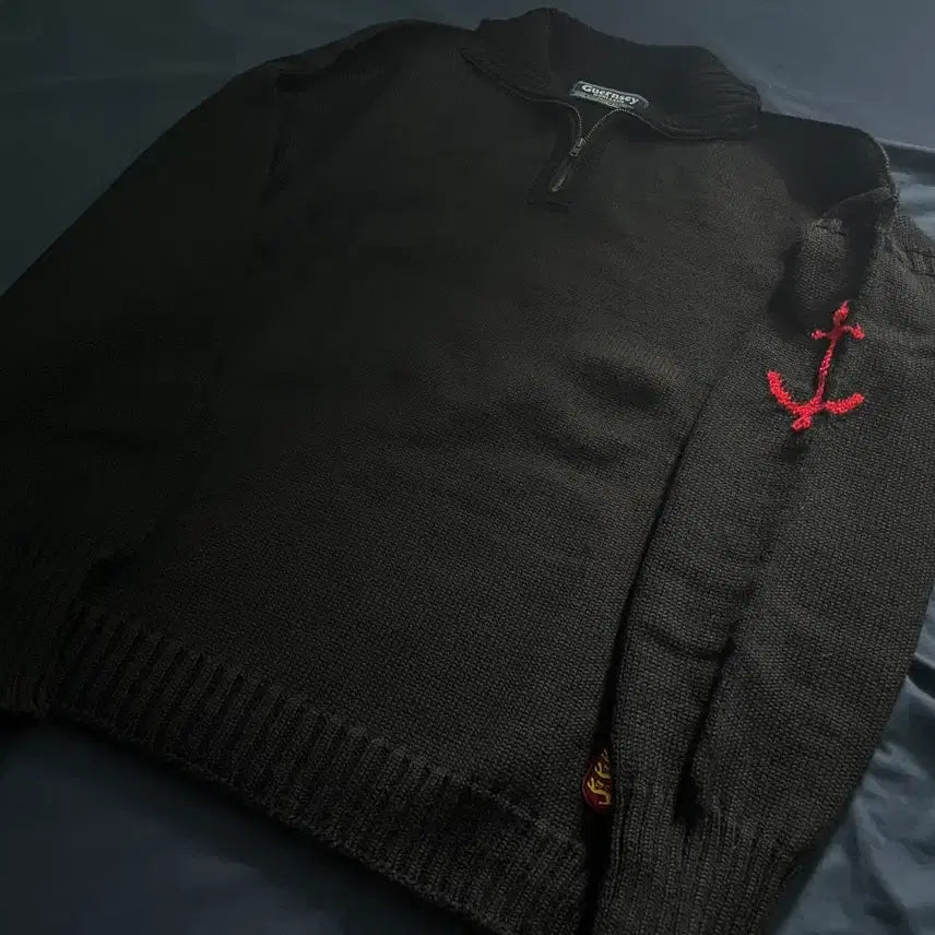 [BUNJANG] Ganni Fisherman Wool 100% Half Zip Cardigan Sweater 46 / 건지울른스 피셔맨 울100% 하프집업 가디건 스웨터 46