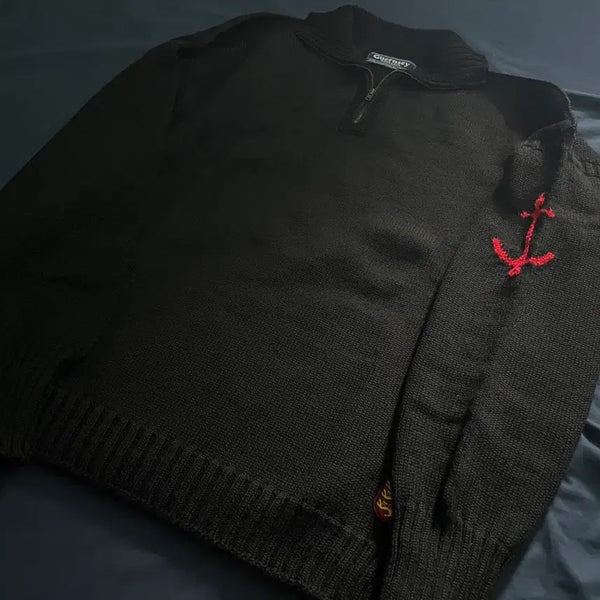 [BUNJANG] Ganni Fisherman Wool 100% Half Zip Cardigan Sweater 46 / 건지울른스 피셔맨 울100% 하프집업 가디건 스웨터 46