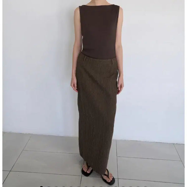 [BUNJANG] Dersculture Anita Linen Maxi Skirt Brown / Dersculture Anita Linen Maxi Skirt 린넨 스커트